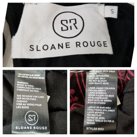 Sloane Rouge Womens Tank Top Small Black Embroidered Boho Sleeveless Open Back - Picture 8 of 10